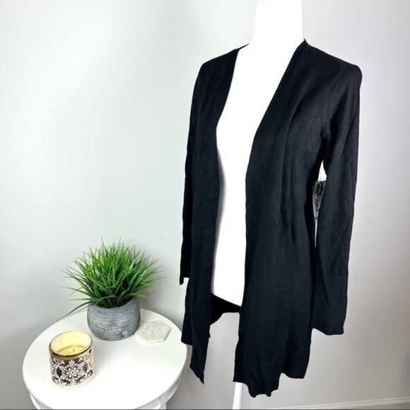 Worthington womens size petite medium black open front cardigan - Picture 1 of 10